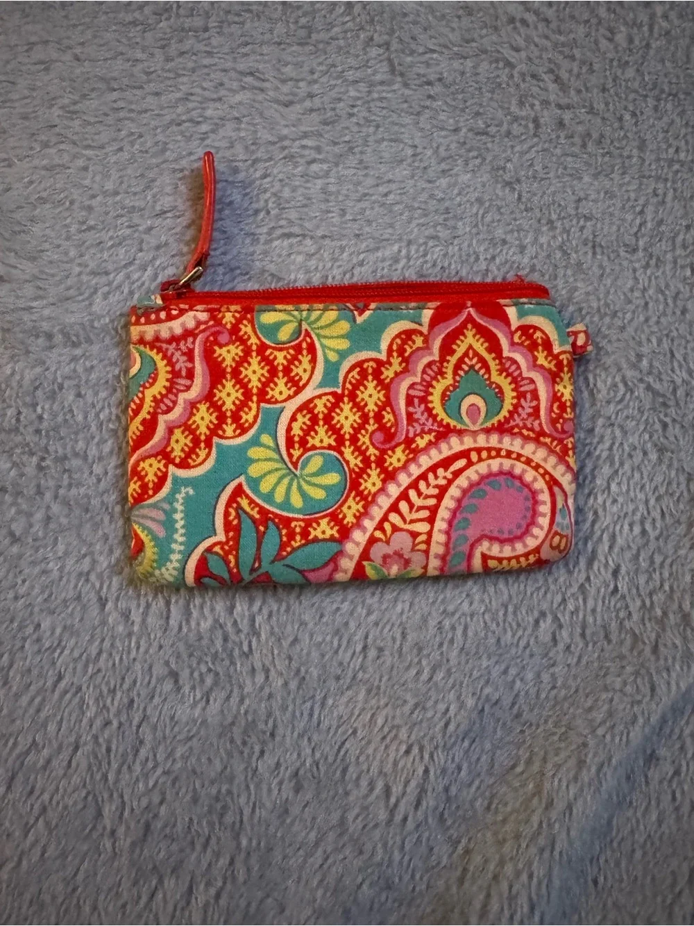 Vera Bradley Multicolor Floral ID Zip Pouch with Red Accents